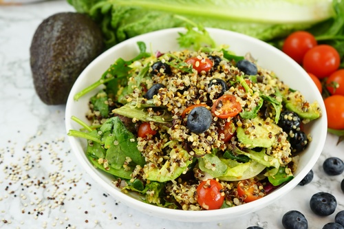 Triblend Quinoa Blueberry Avocado Salad with Tarragon Sorghum Vinaigrette