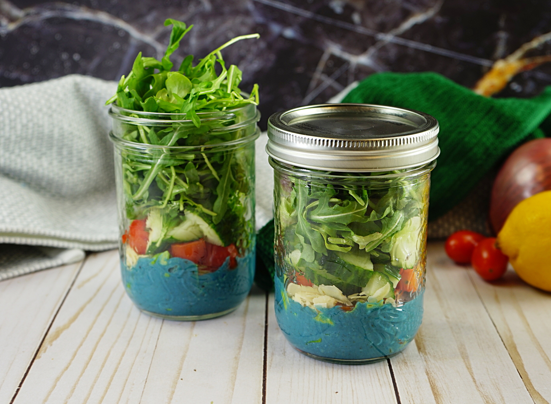 Salad in a Jar with Blue Goddess Dressing