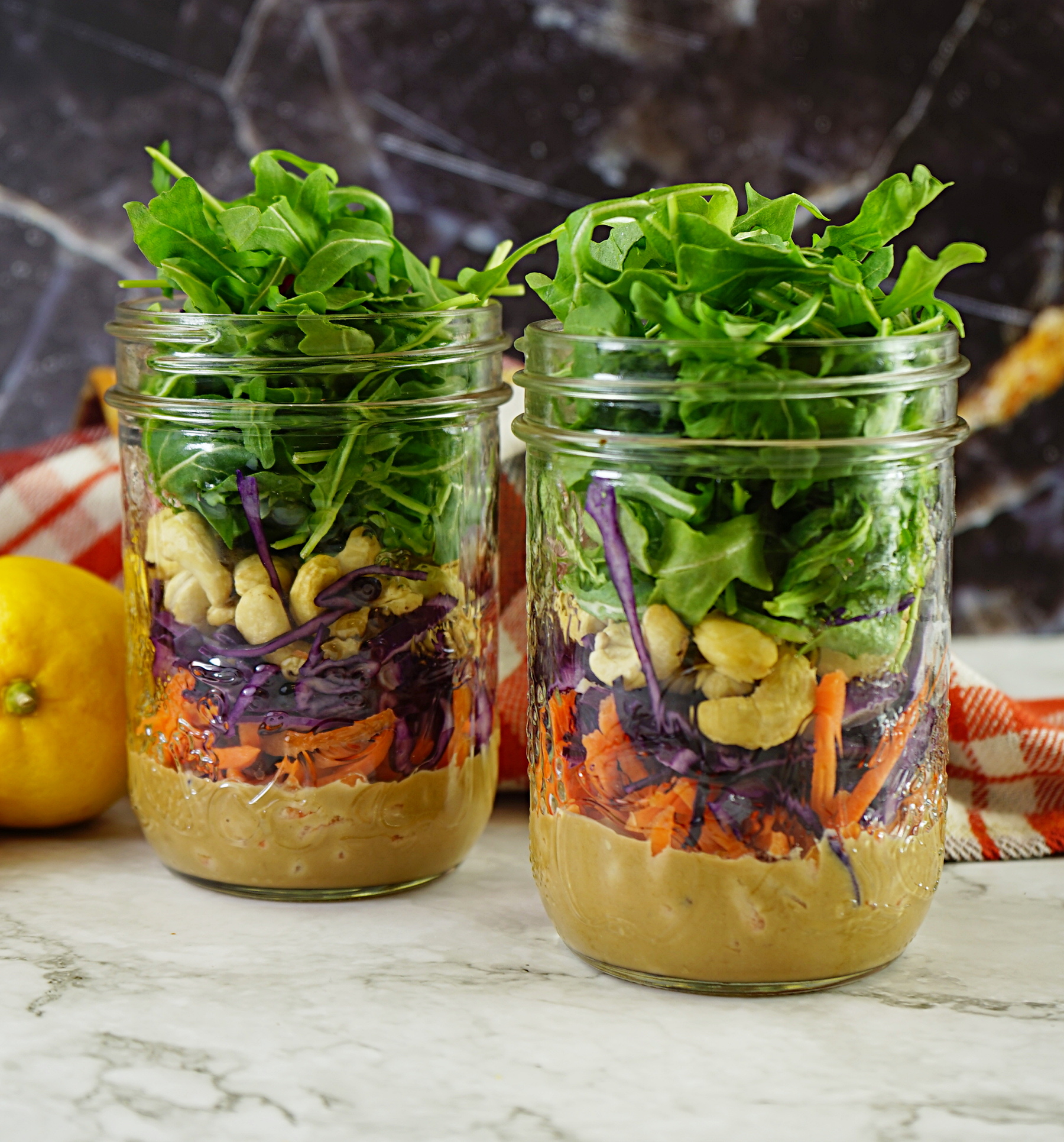 Salad in a Jar with Miso Tahini Dressing
