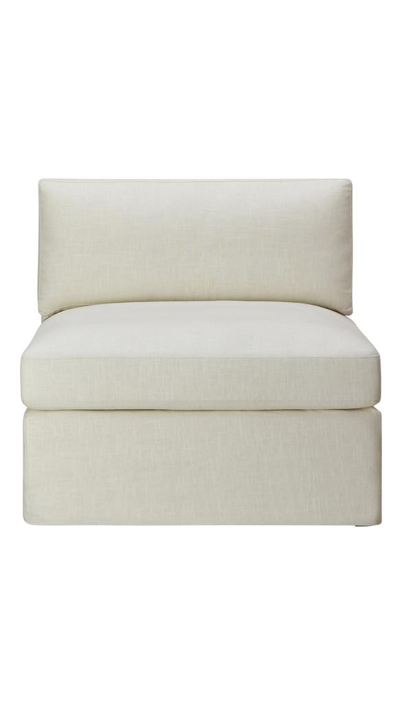 Broome Armless Linen Lounge Chair - White Wudern