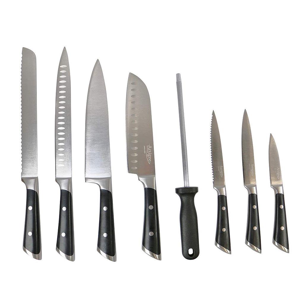 Knife Set with Block 9 Piece 9 pc Artigee