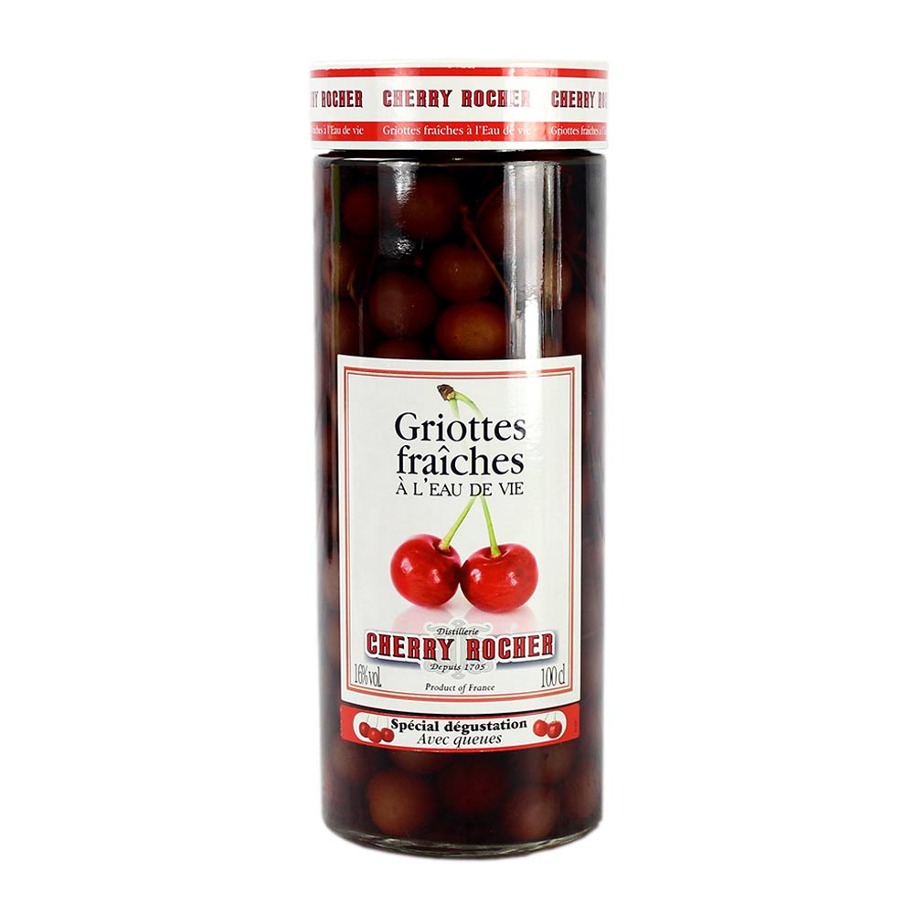 Cherries with Stem in Liquor . 1 L Cherry Rocher