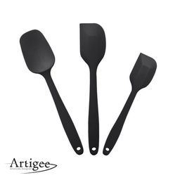 [ARTG-8042] Spatula &amp; Spoon Silicone Black Set 1 pc Artigee
