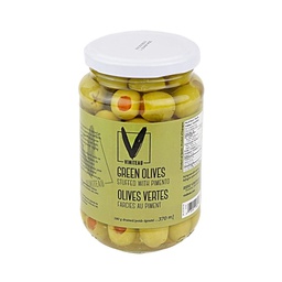 [123166] Green Olives Stuffed w/ Pimento 370 ml Viniteau