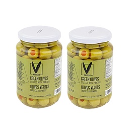 [123166-2] Green Olives Stuffed w/ Pimento 2 x 370 ml Viniteau