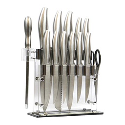 [ARTG-1001] Stainless Steel Knife Set with Acrylic Stand 14 pc Artigee