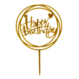 [ARTG-8804] Happy Birthday Skewer Gold 10 pc Artigee