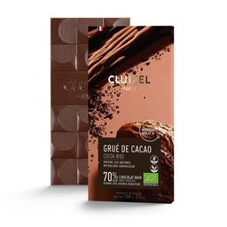 [170536] Dark Choc 70% w/ Cocoa Nibs (Grue) Bar - 100 g Michel Cluizel