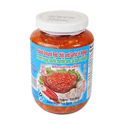 [060590] Chili rouge moulu et ail marinés dans le vinaigre 454 g