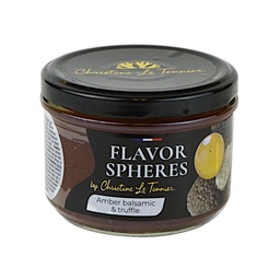 [163802] Flavour Spheres 20 mm Balsamic Glaze Amber Vinegar and Truffles 250 g Christine Tennier