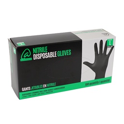 [290276L-10] Nitrile Disposable Gloves Black Large 10 x 100ct Almondena
