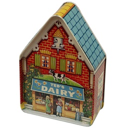 [912132] Pointy House Ted's Dairy    Empty - 1 tin Silver Crane